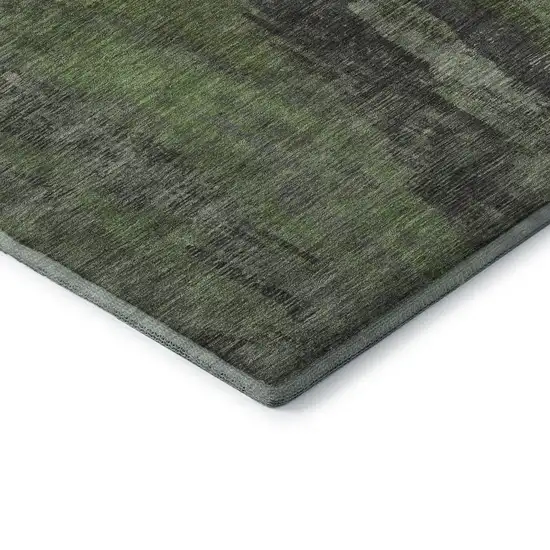 Olive Green Charcoal And Gray Abstract Washable Area Rug With UV Protection Photo 7