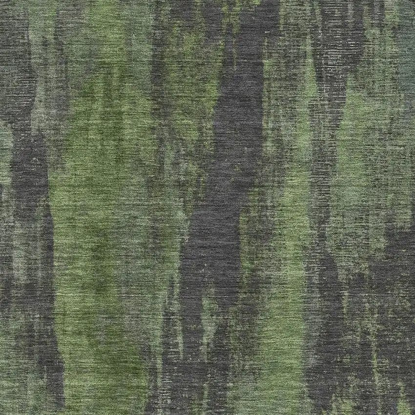 Olive Green Charcoal And Gray Abstract Washable Area Rug With UV Protection Photo 2