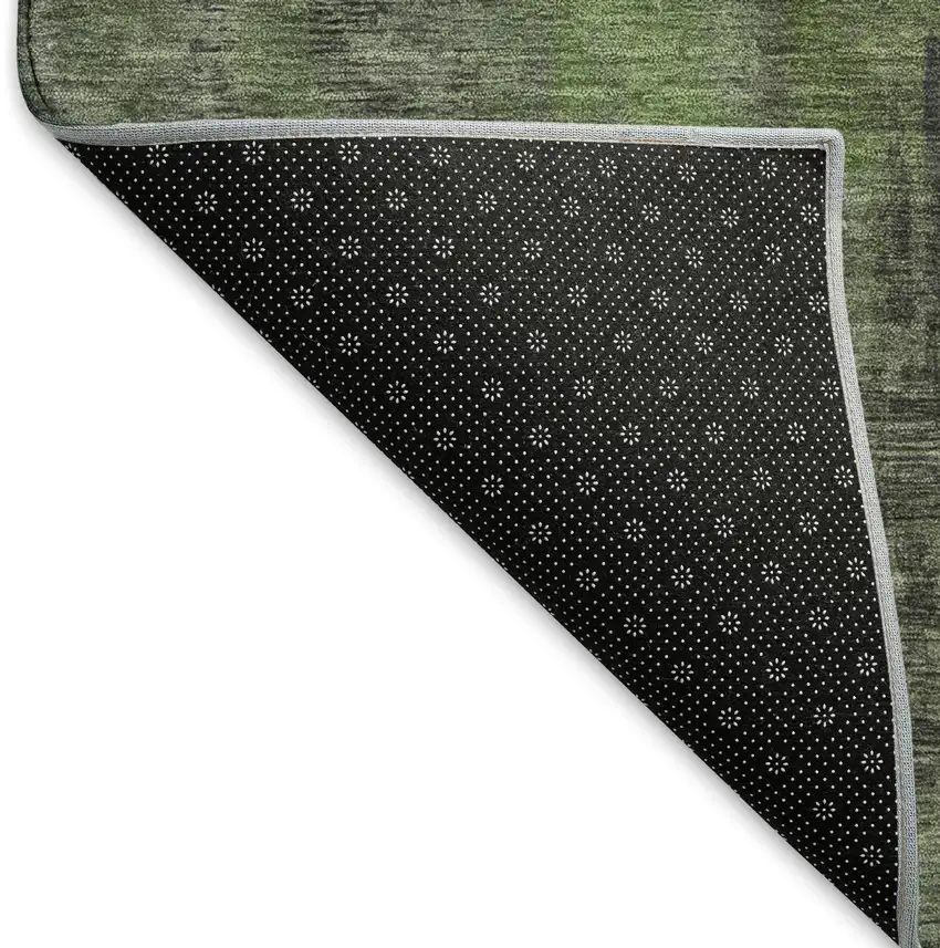 Olive Green Charcoal And Gray Abstract Washable Area Rug With UV Protection Photo 6