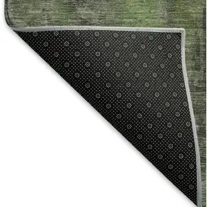 Photo of Olive Green Charcoal And Gray Abstract Washable Area Rug With UV Protection