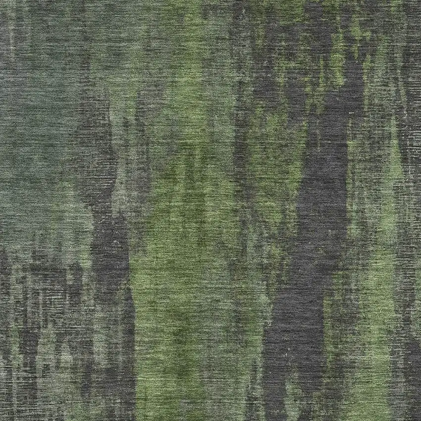 Olive Green Charcoal And Gray Abstract Washable Area Rug With UV Protection Photo 2