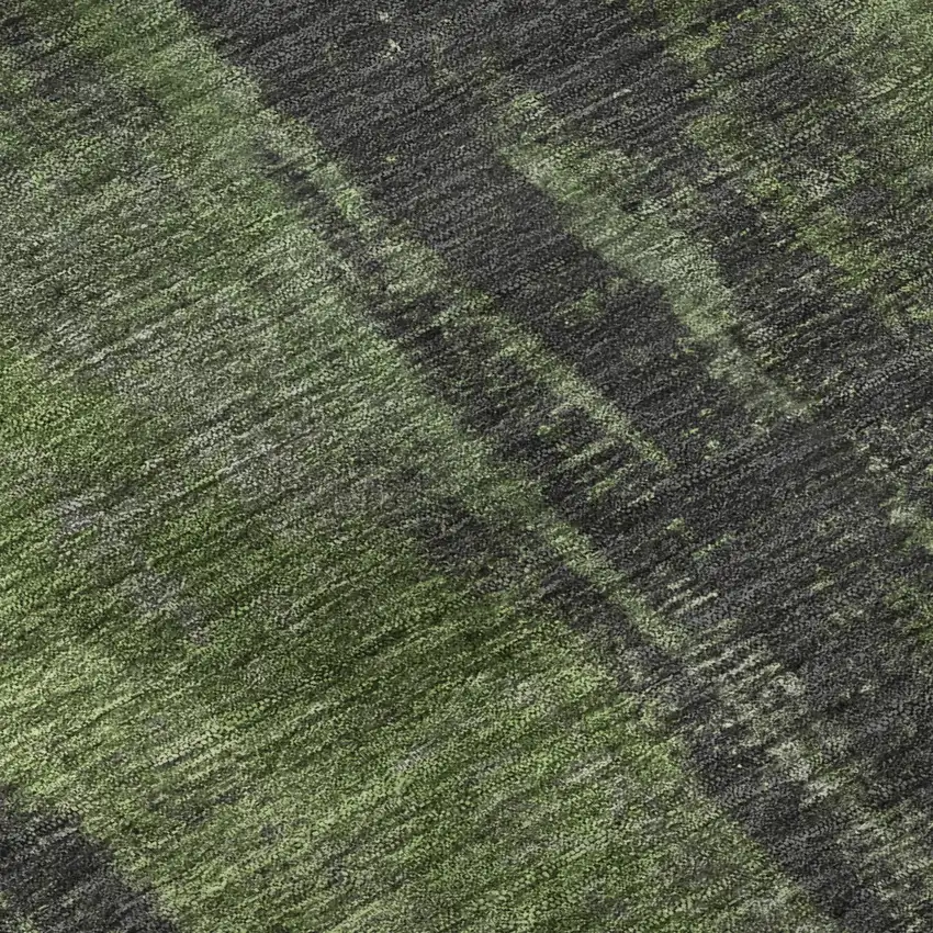Olive Green Charcoal And Gray Abstract Washable Area Rug With UV Protection Photo 9