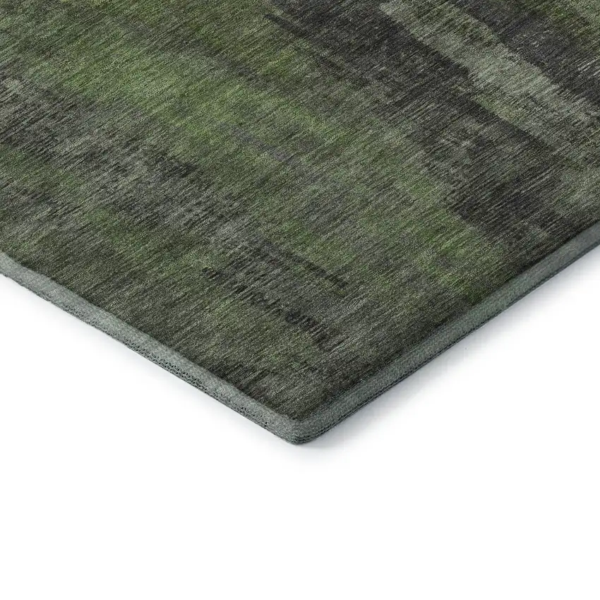 Olive Green Charcoal And Gray Abstract Washable Area Rug With UV Protection Photo 7