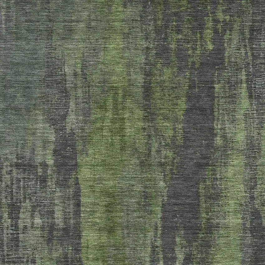 Olive Green Charcoal And Gray Abstract Washable Area Rug With UV Protection Photo 2