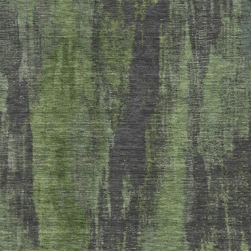 Olive Green Charcoal And Gray Abstract Washable Area Rug With UV Protection Photo 2