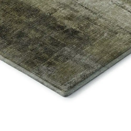 Olive Green Charcoal And Ivory Abstract Washable Area Rug With UV Protection Photo 9