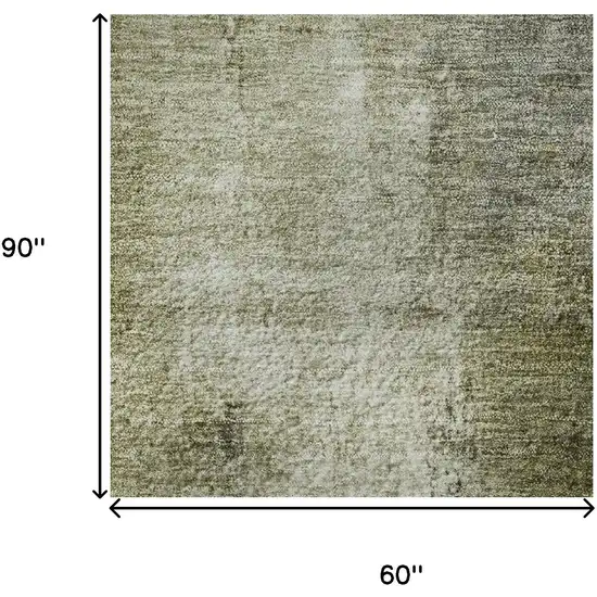 Olive Green Charcoal And Ivory Abstract Washable Area Rug With UV Protection Photo 9