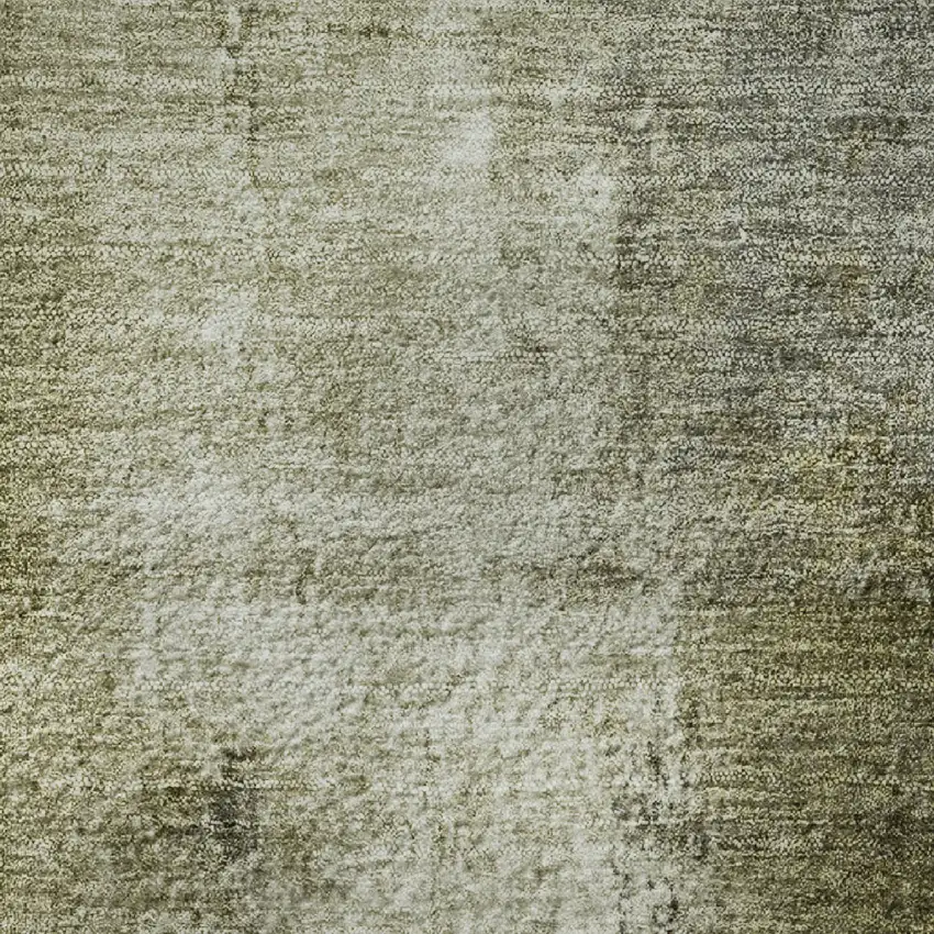 Olive Green Charcoal And Ivory Abstract Washable Area Rug With UV Protection Photo 1