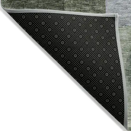 Olive Green Charcoal And Purple Geometric Washable Indoor Outdoor Area Rug Photo 3