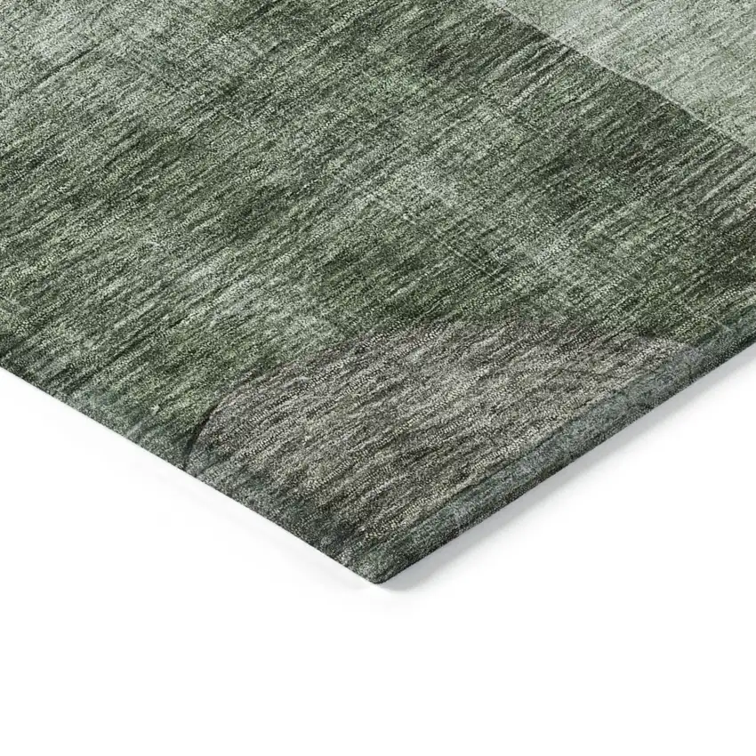 Olive Green Charcoal And Purple Geometric Washable Indoor Outdoor Area Rug Photo 4
