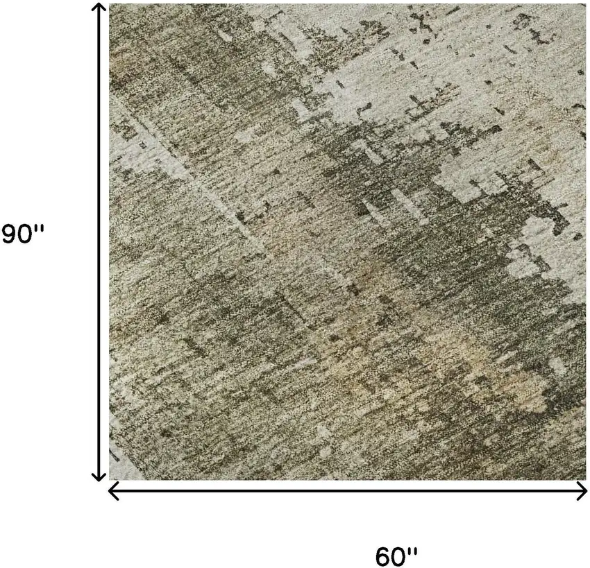 Olive Green Copper And Ivory Abstract Washable Area Rug With UV Protection Photo 9