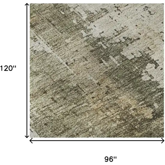 Olive Green Copper And Ivory Abstract Washable Area Rug With UV Protection Photo 8