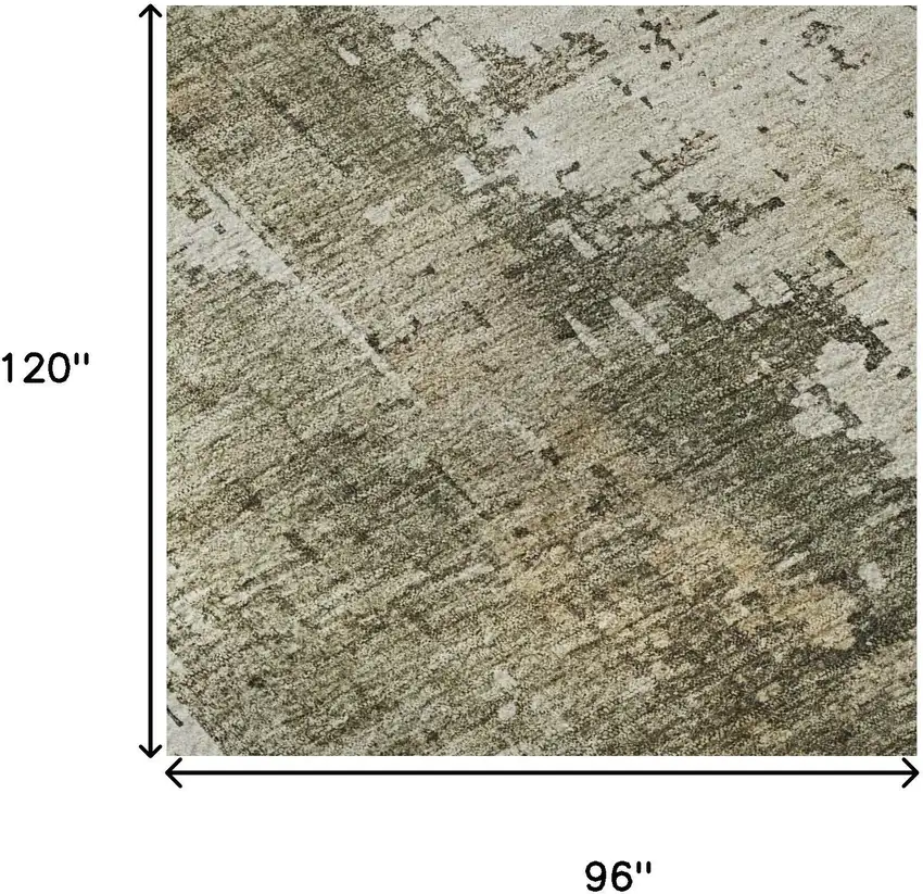 Olive Green Copper And Ivory Abstract Washable Area Rug With UV Protection Photo 8