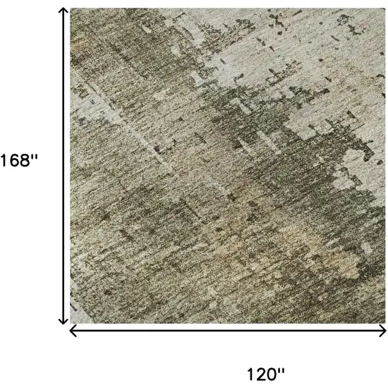 Olive Green Copper And Ivory Abstract Washable Area Rug With UV Protection Photo 9