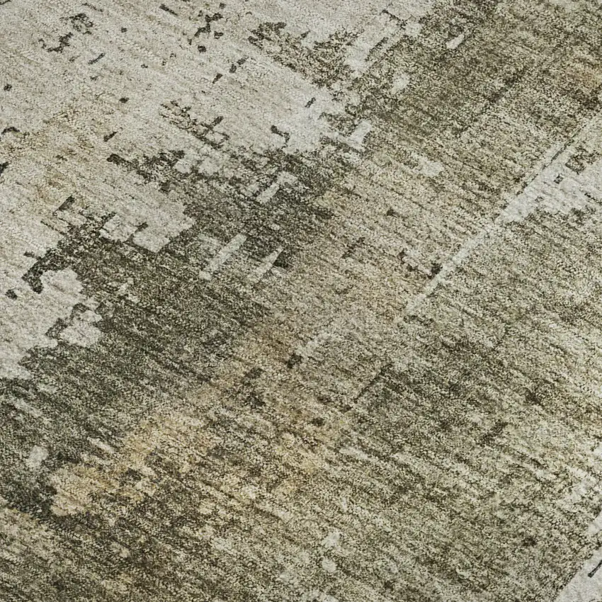 Olive Green Copper And Ivory Abstract Washable Area Rug With UV Protection Photo 2