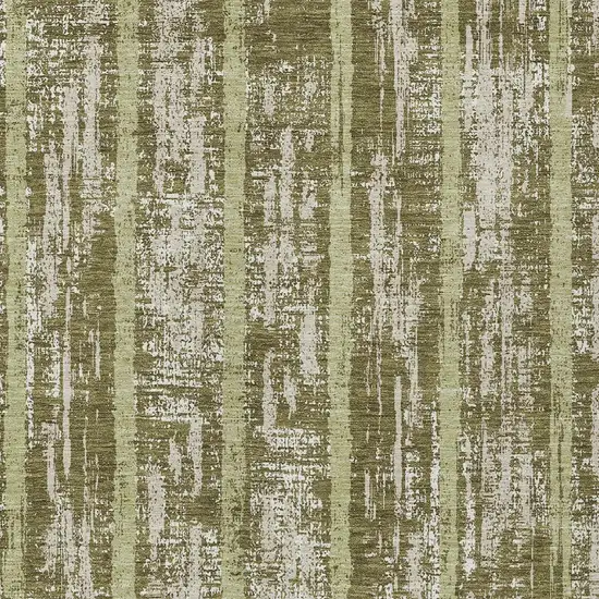 Olive Green Dark Green And Beige Striped Washable Indoor Outdoor Area Rug Photo 7