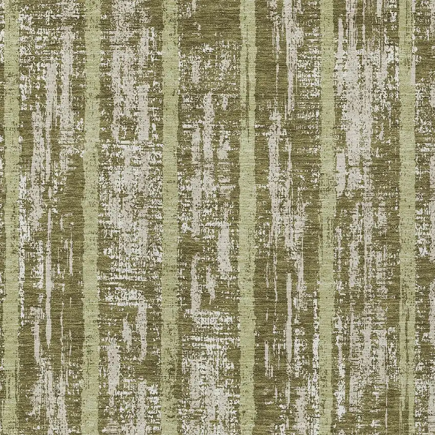Olive Green Dark Green And Beige Striped Washable Indoor Outdoor Area Rug Photo 7