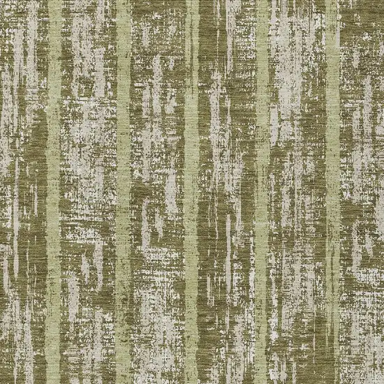 Olive Green Dark Green And Beige Striped Washable Indoor Outdoor Area Rug Photo 6