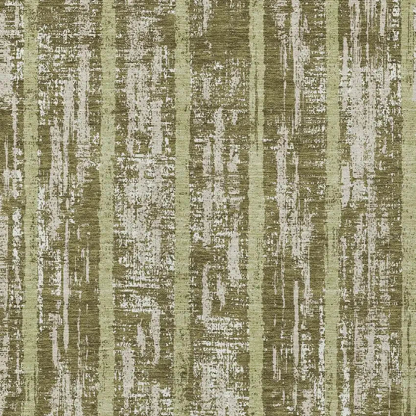Olive Green Dark Green And Beige Striped Washable Indoor Outdoor Area Rug Photo 6