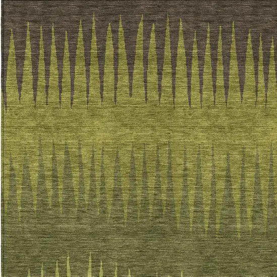 Olive Green Dark Green And Brown Striped Washable Indoor Outdoor Area Rug Photo 6