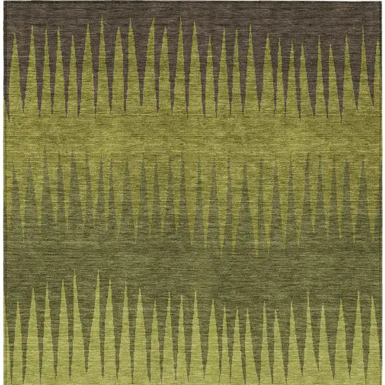Olive Green Dark Green And Brown Striped Washable Indoor Outdoor Area Rug Photo 7