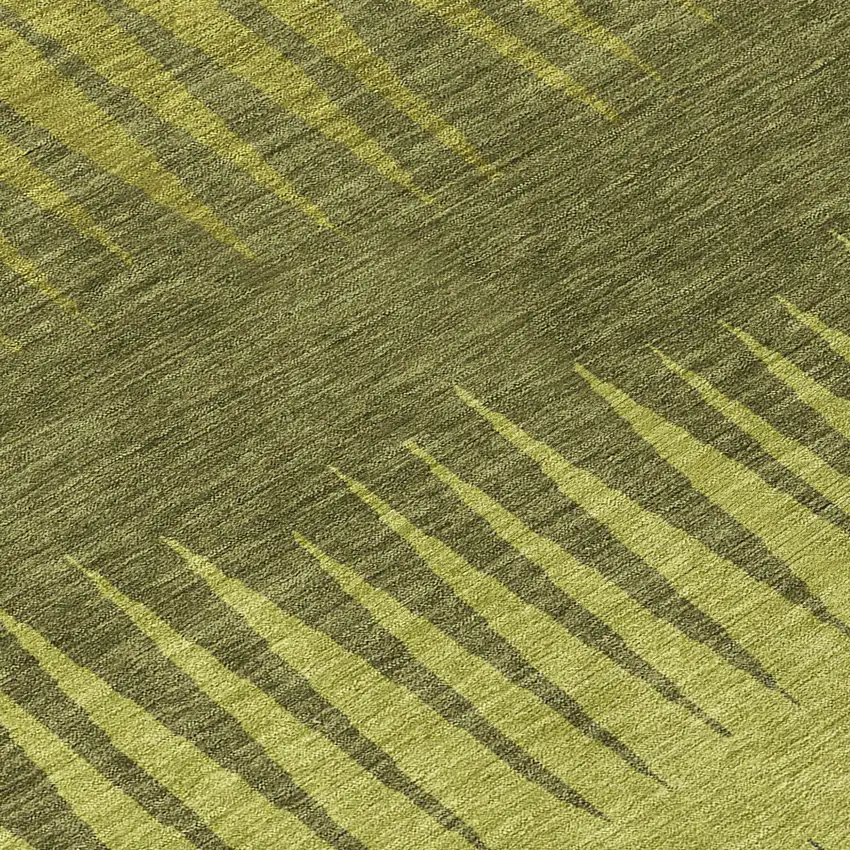 Olive Green Dark Green And Brown Striped Washable Indoor Outdoor Area Rug Photo 8