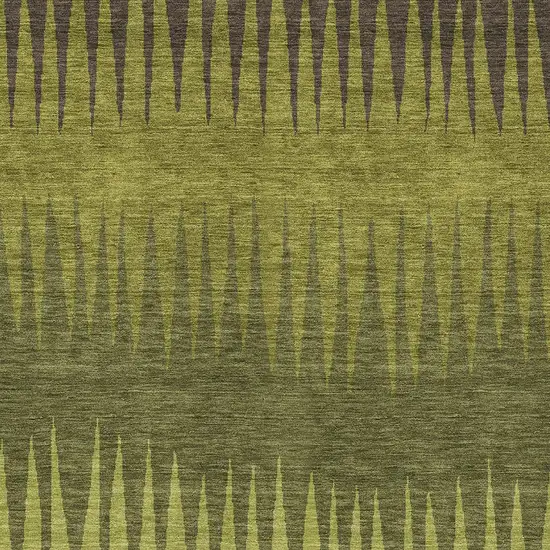 Olive Green Dark Green And Brown Striped Washable Indoor Outdoor Area Rug Photo 6