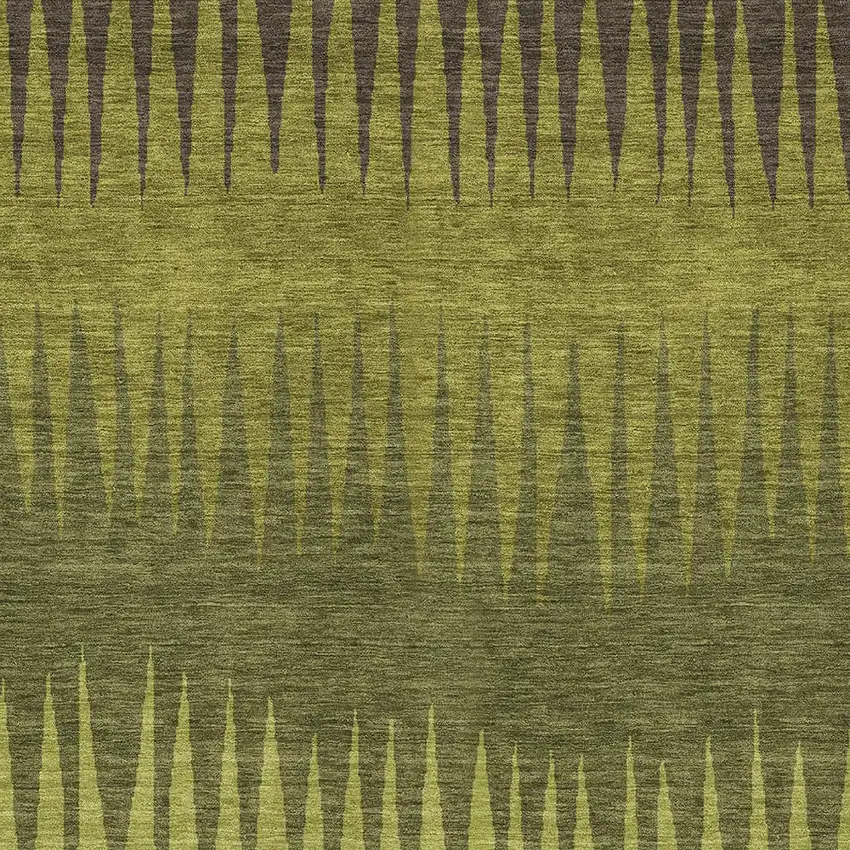 Olive Green Dark Green And Brown Striped Washable Indoor Outdoor Area Rug Photo 6