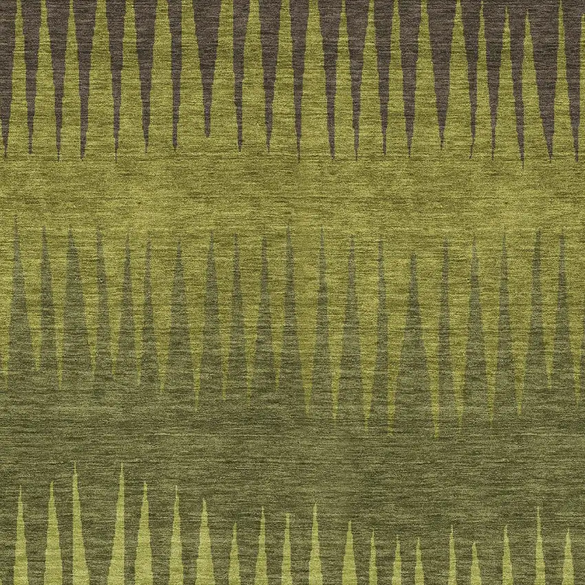 Olive Green Dark Green And Brown Striped Washable Indoor Outdoor Area Rug Photo 6