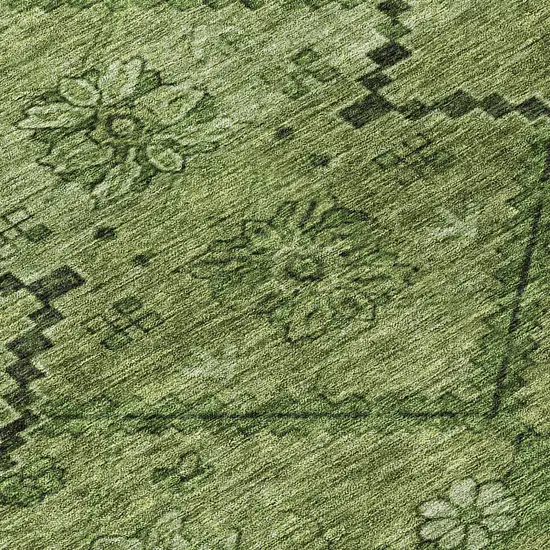 Olive Green Fern Green And Artichoke Green Floral Washable Indoor Outdoor Area Rug Photo 8