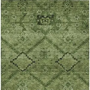 Photo of Olive Green Fern Green And Artichoke Green Floral Washable Indoor Outdoor Area Rug