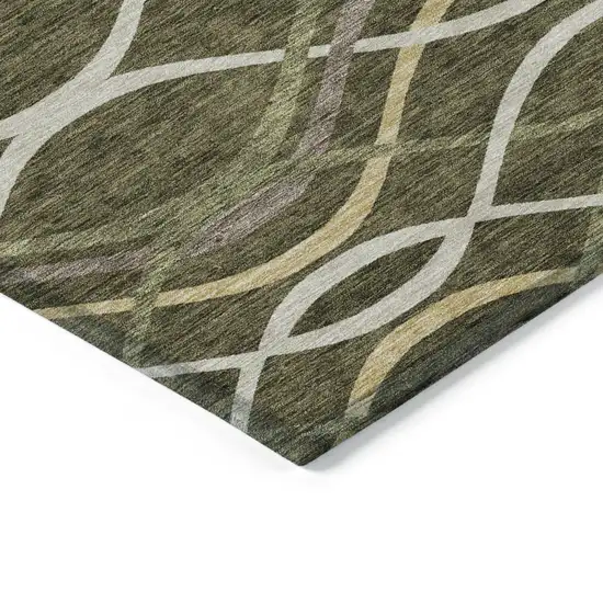 Olive Green Fern Green And Ivory Abstract Washable Indoor Outdoor Area Rug Photo 3