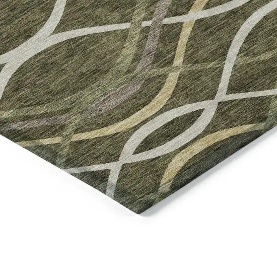 Olive Green Fern Green And Ivory Abstract Washable Indoor Outdoor Area Rug Photo 3