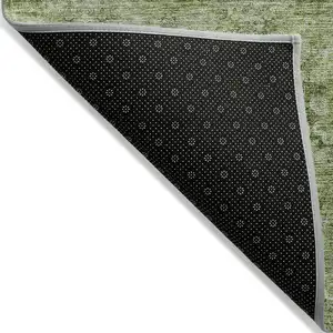 Photo of Olive Green Floral Medallion Washable Non Skid Indoor Outdoor Area Rug