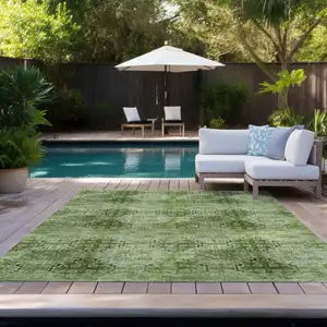 Photo of Olive Green Floral Medallion Washable Non Skid Indoor Outdoor Area Rug