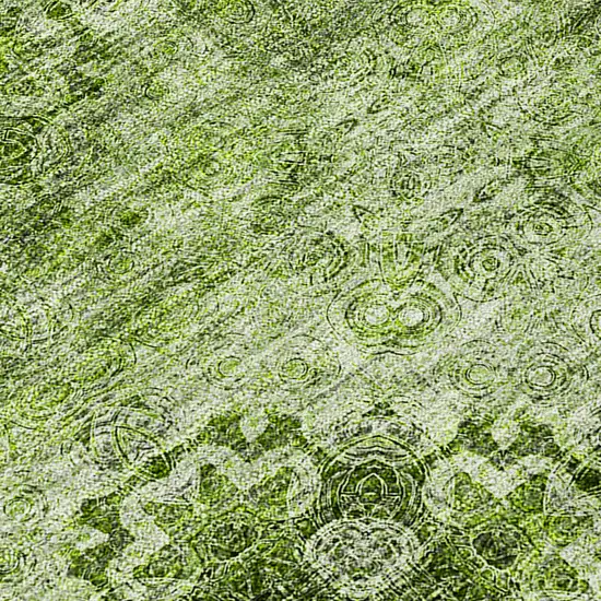 Olive Green Floral Medallion Washable Non Skid Indoor Outdoor Area Rug Photo 6