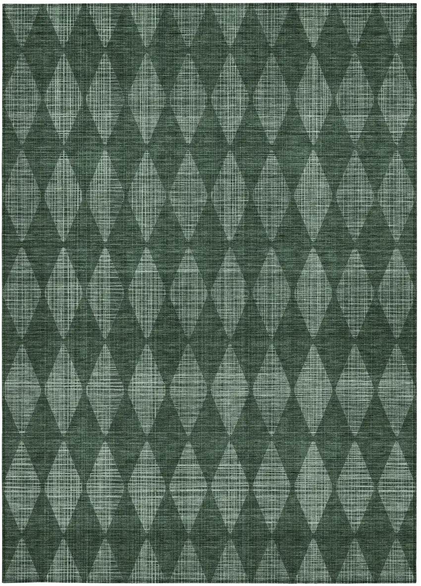 Olive Green And Charcoal Geometric Washable Indoor Outdoor Area Rug Photo 5