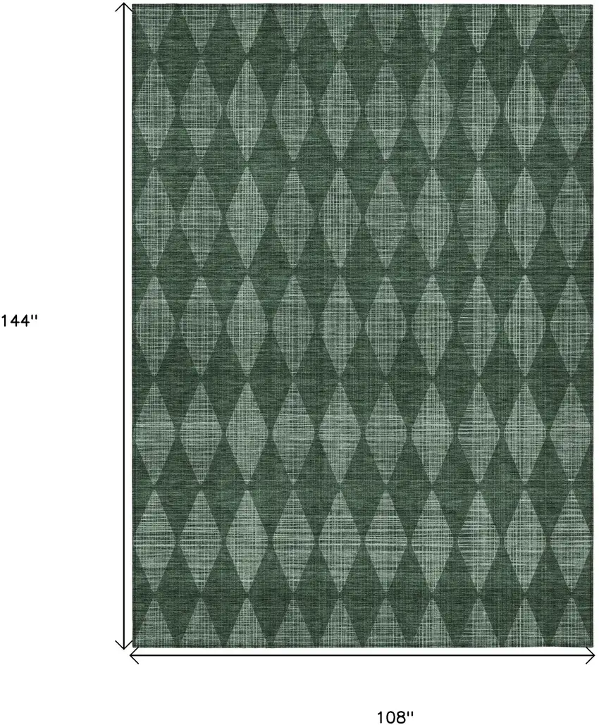 Olive Green Geometric Washable Indoor Outdoor Area Rug Photo 3