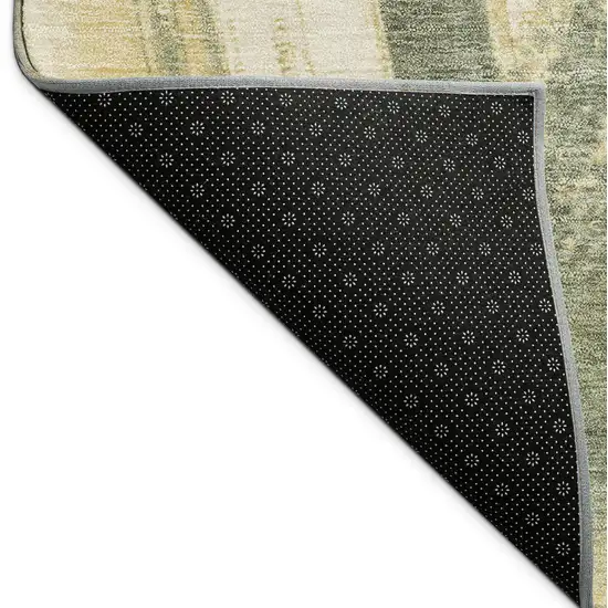 Olive Green Gold And Beige Abstract Washable Indoor Outdoor Area Rug Photo 8
