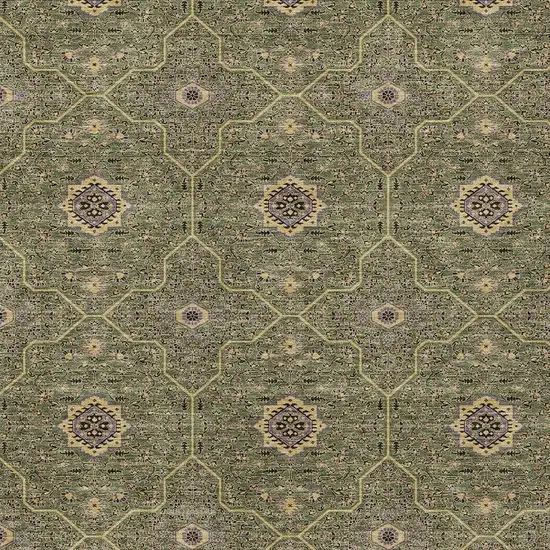 Olive Green Gold And Black Oriental Washable Indoor Outdoor Area Rug Photo 2