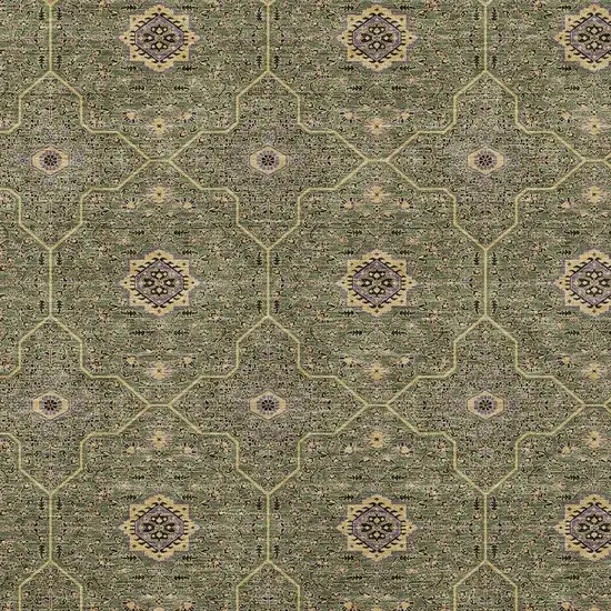 Olive Green Gold And Black Oriental Washable Indoor Outdoor Area Rug Photo 2