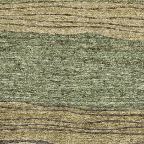 Olive Green Gold And Brown Striped Washable Area Rug With UV Protection Photo 4