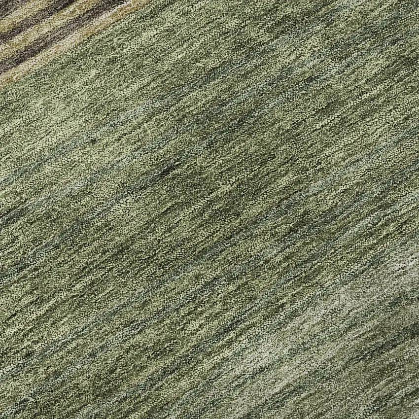 Olive Green Gold And Brown Striped Washable Area Rug With UV Protection Photo 1