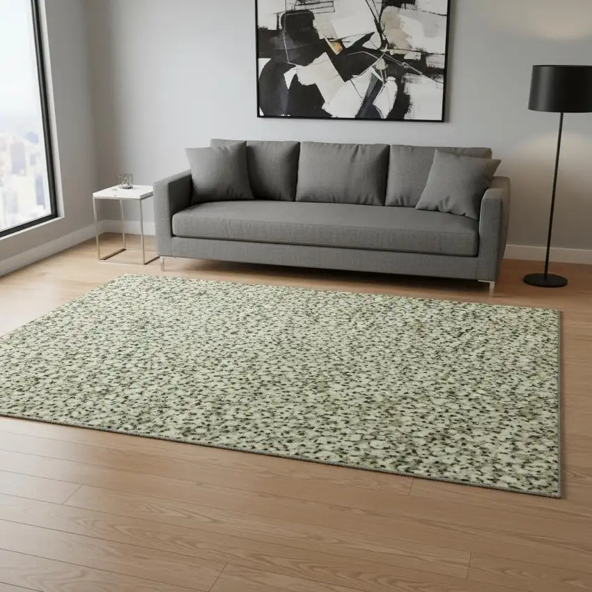 Olive Green Gold And Brown Striped Washable Area Rug With UV Protection Photo 2