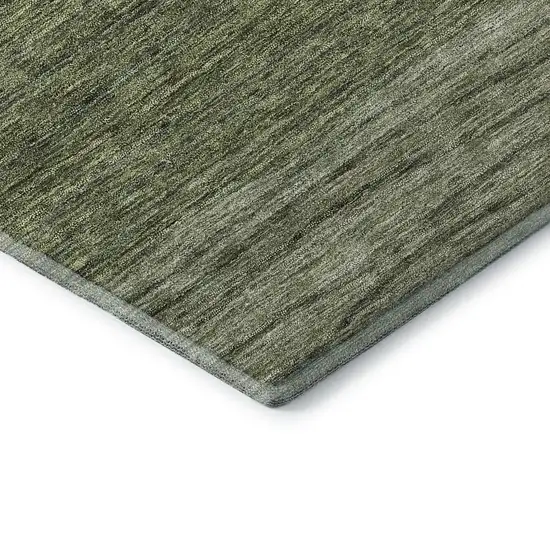 Olive Green Gold And Brown Striped Washable Area Rug With UV Protection Photo 9