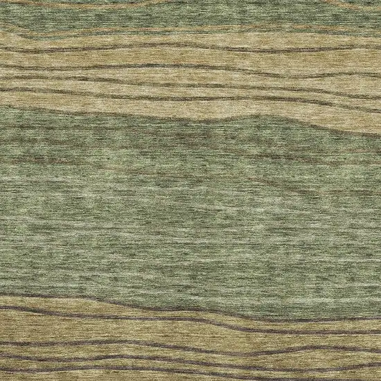 Olive Green Gold And Brown Striped Washable Area Rug With UV Protection Photo 6