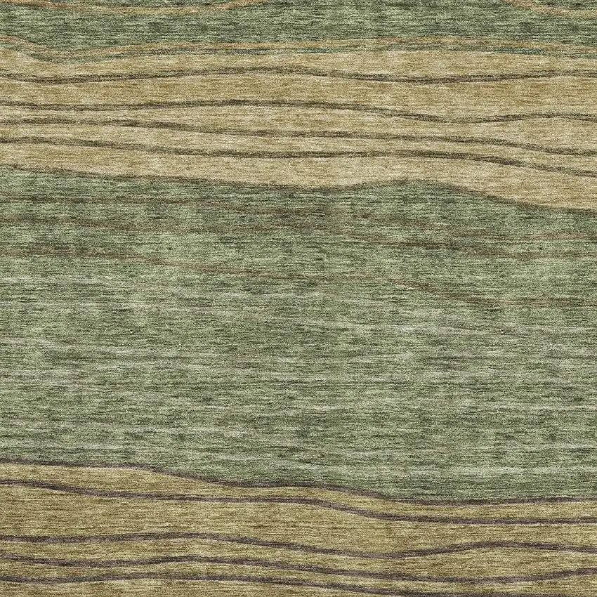 Olive Green Gold And Brown Striped Washable Area Rug With UV Protection Photo 6