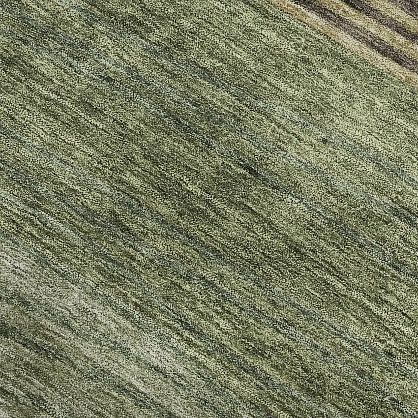 Olive Green Gold And Brown Striped Washable Area Rug With UV Protection Photo 3