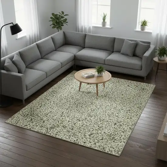 Olive Green Gold And Brown Striped Washable Area Rug With UV Protection Photo 2