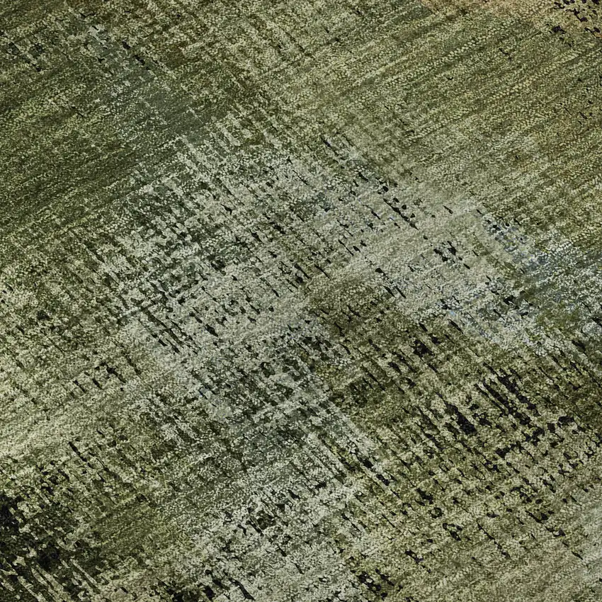 Olive Green Gold And Charcoal Abstract Washable Area Rug With UV Protection Photo 9
